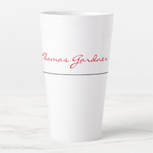 White Red Trendy Handwriting Plain Creative Modern Latte Mug