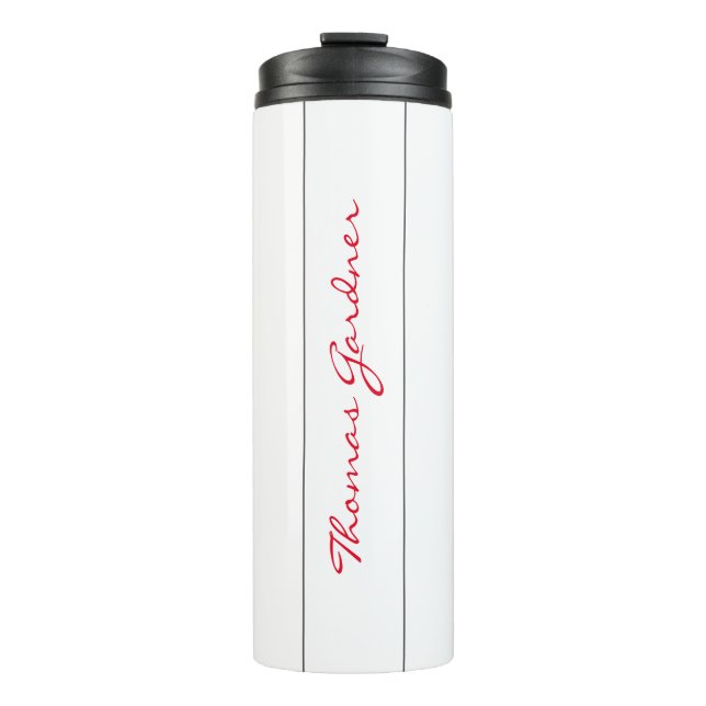 White Red Trendy Handwriting Plain Creative Modern Thermal Tumbler (Front)