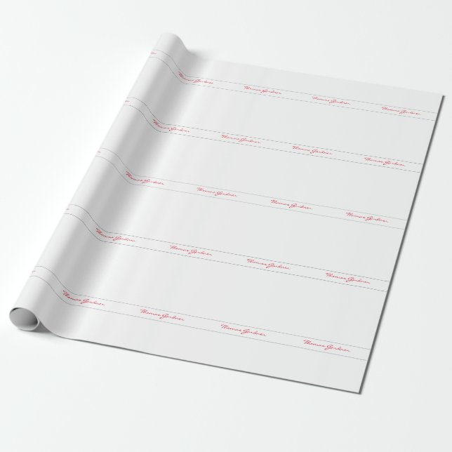 White Red Trendy Handwriting Plain Creative Modern Wrapping Paper (Unrolled)