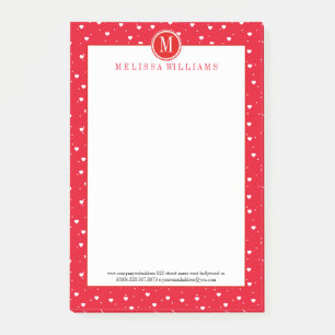 White & Red valentines Hearts Pattern Post-it Notes