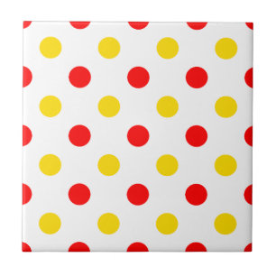 White Red Yellow Polka Dots Design  Ceramic Tile