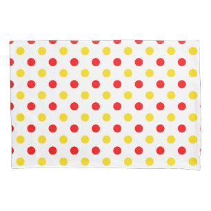 White Red Yellow Polka Dots Design Pillowcase
