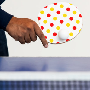 White Red Yellow Polka Dots Design Ping Pong Paddle