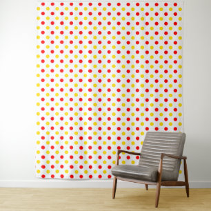 White Red Yellow Polka Dots Design Tapestry