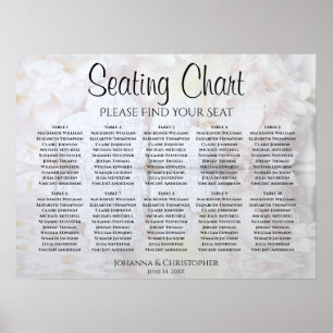 White Reflections 10 Table Wedding Seating Chart