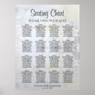 White Reflections 16 Table Wedding Seating Chart