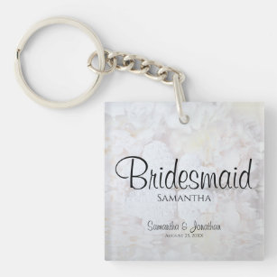 White Reflections Bridesmaid Wedding Favour Key Ring