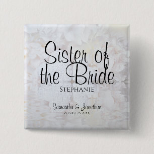 White Reflections Sister of the Bride Nametag 15 Cm Square Badge