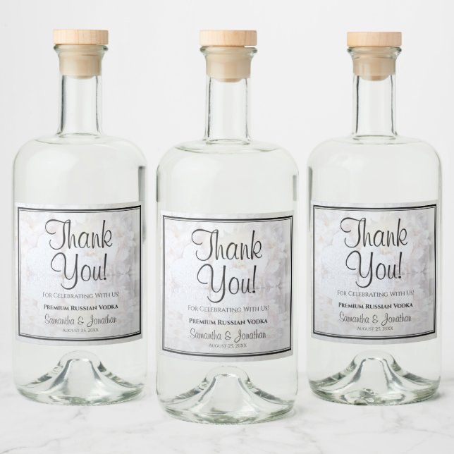 White Reflections Thank You Wedding Liquor Bottle Label (Bottles)