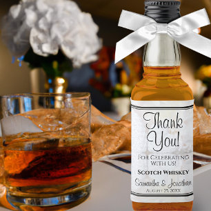 White Reflections Thank You Wedding Mini Liquor Bottle Label