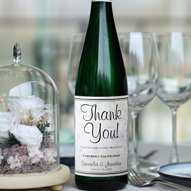 White Reflections Thank You Wedding Wine Label (Creator Uploaded)