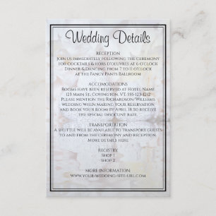 White Reflections Wedding Details Enclosure Card