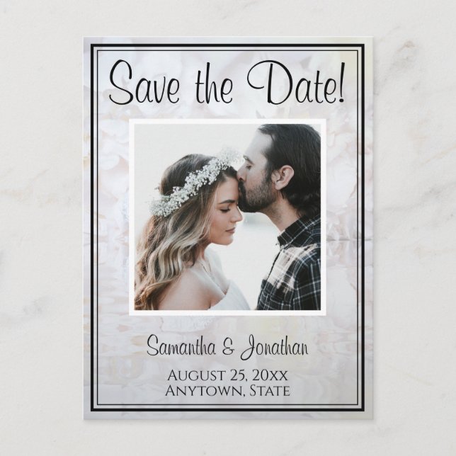 White Reflections Wedding Save the Date Postcard (Front)