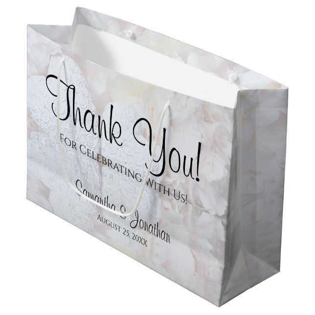 White Reflections Wedding Thank You Gift Bag Large (Front Angled)