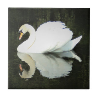 White Regal Swan Ceramic Tile
