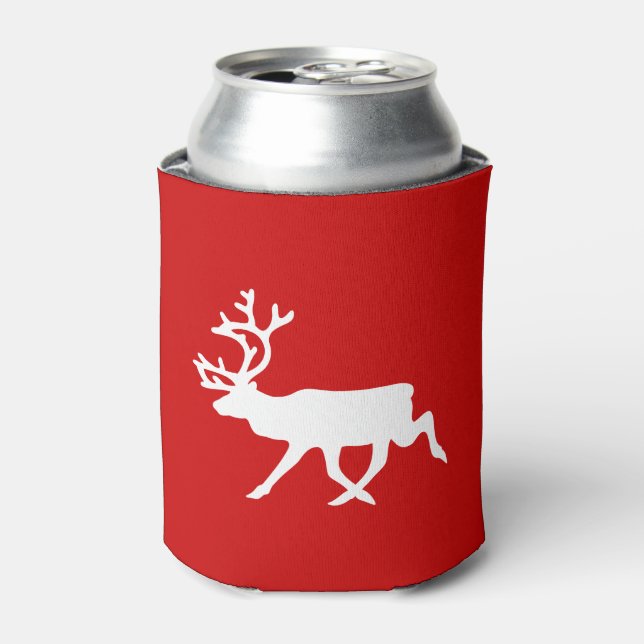 White Reindeer / Caribou Silhouette Can Cooler (Can Front)