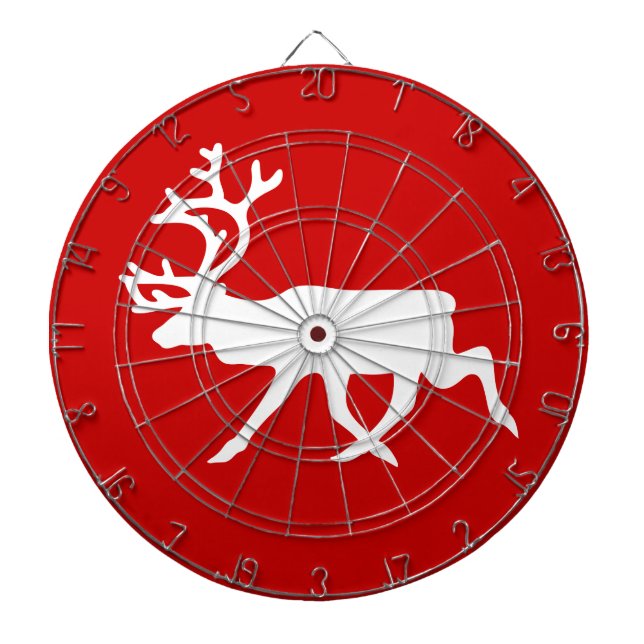 White Reindeer / Caribou Silhouette Dartboard (Front)