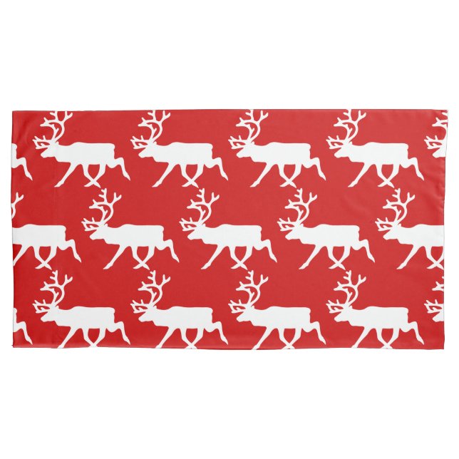 White Reindeer / Caribou Silhouette Pillowcase (Front-Left)