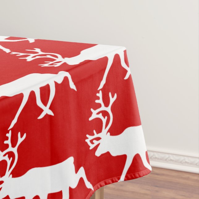 White Reindeer / Caribou Silhouette Tablecloth (In Situ)