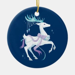 White Reindeer Ceramic Ornament