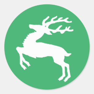 White Reindeer Classic Round Sticker