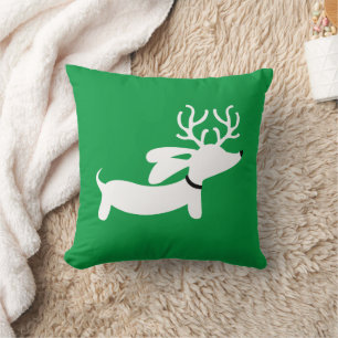 White Reindeer Dachshund Cushion