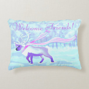 White Reindeer Personalised Holiday Decorative Cushion