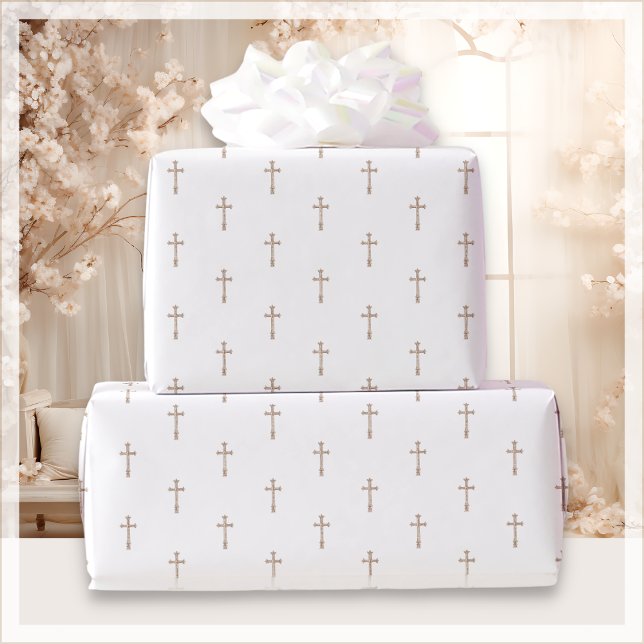 White Religious Cross |  Wrapping Paper (Creator Uploaded)