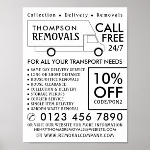 White Removal Van, Removal Company Advertising Poster