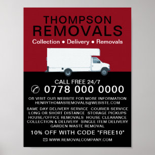 White Removal Van, Removal Company Advertising Poster