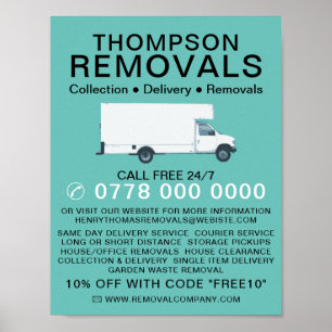 White Removal Van, Removal Company Advertising Poster