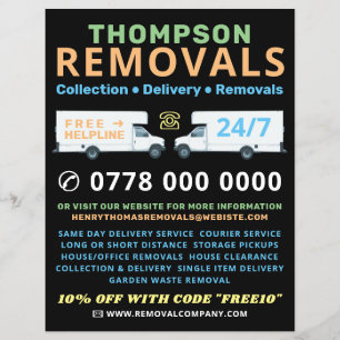 White Removal Vans, Removal Company Advertising Flyer