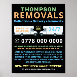 White Removal Vans, Removal Company Advertising Poster
