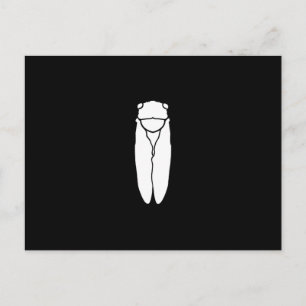 White Retro Cicada Insect Print Postcard