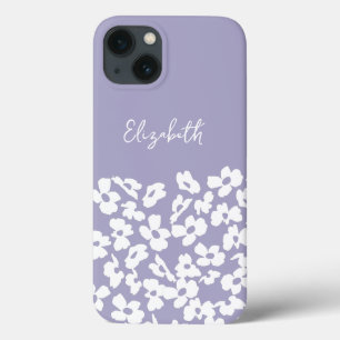 White Retro Dogwood Flowers Custom Name  iPhone 13 Case