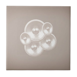 White retro music speakers ceramic tile