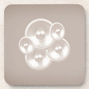 White retro music speakers coaster