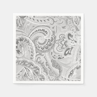 White Retro Paisley Bandanna/Bandanna Napkin