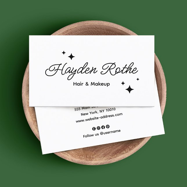 White Retro Script Beauty Salon  Busines Business  Business Card (Creator Uploaded)