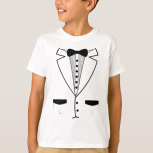 White Retro Tuxedo Kids Shirt
