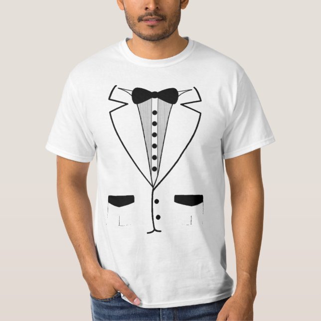 White Retro Tuxedo Shirt (Front)
