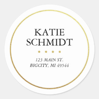 White Return Address Label with Faux Gold Foil
