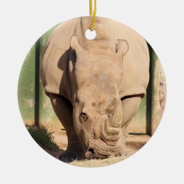 White Rhino Ceramic Ornament (Front)