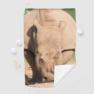 White rhino golf towel