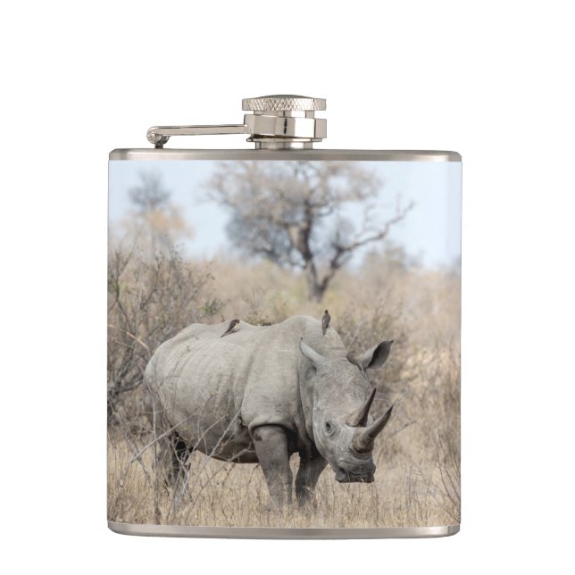 White Rhino Hip Flask (Front)