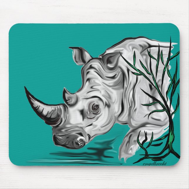 white rhino mouse pad (Front)