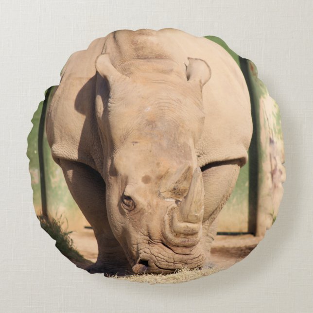 White Rhino Round Cushion (Front)