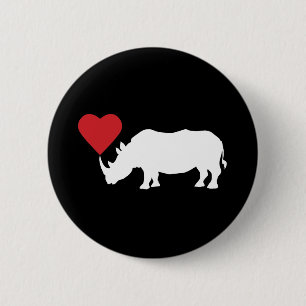 White-Rhino-With-Heart 6 Cm Round Badge