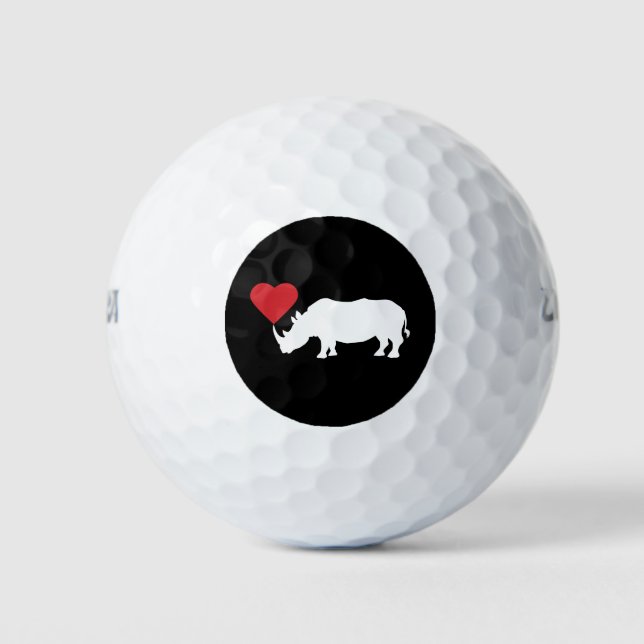 White-Rhino-With-Heart Golf Balls (Front)