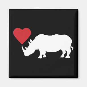 White-Rhino-With-Heart Magnet